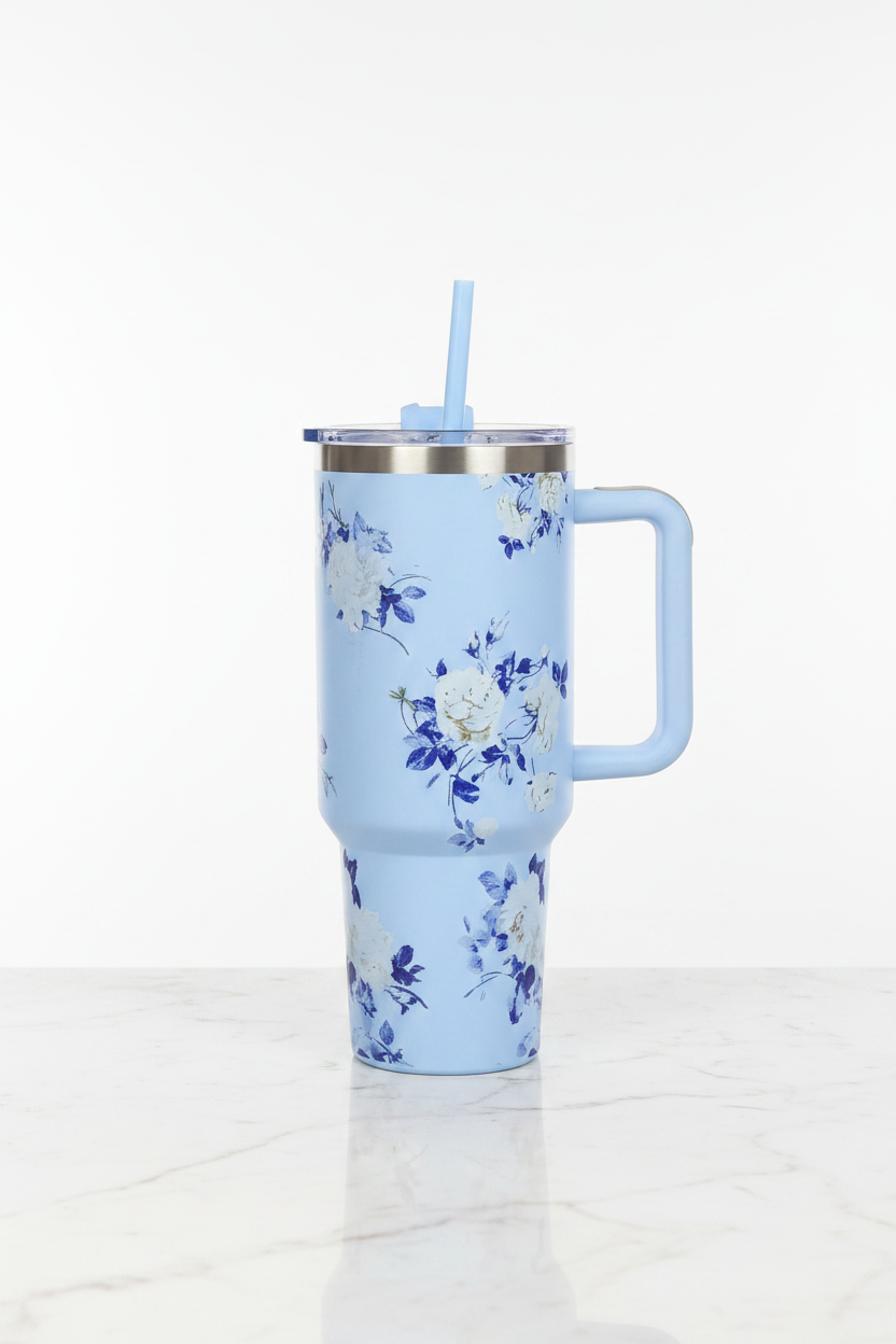 Blue Floral Tumbler