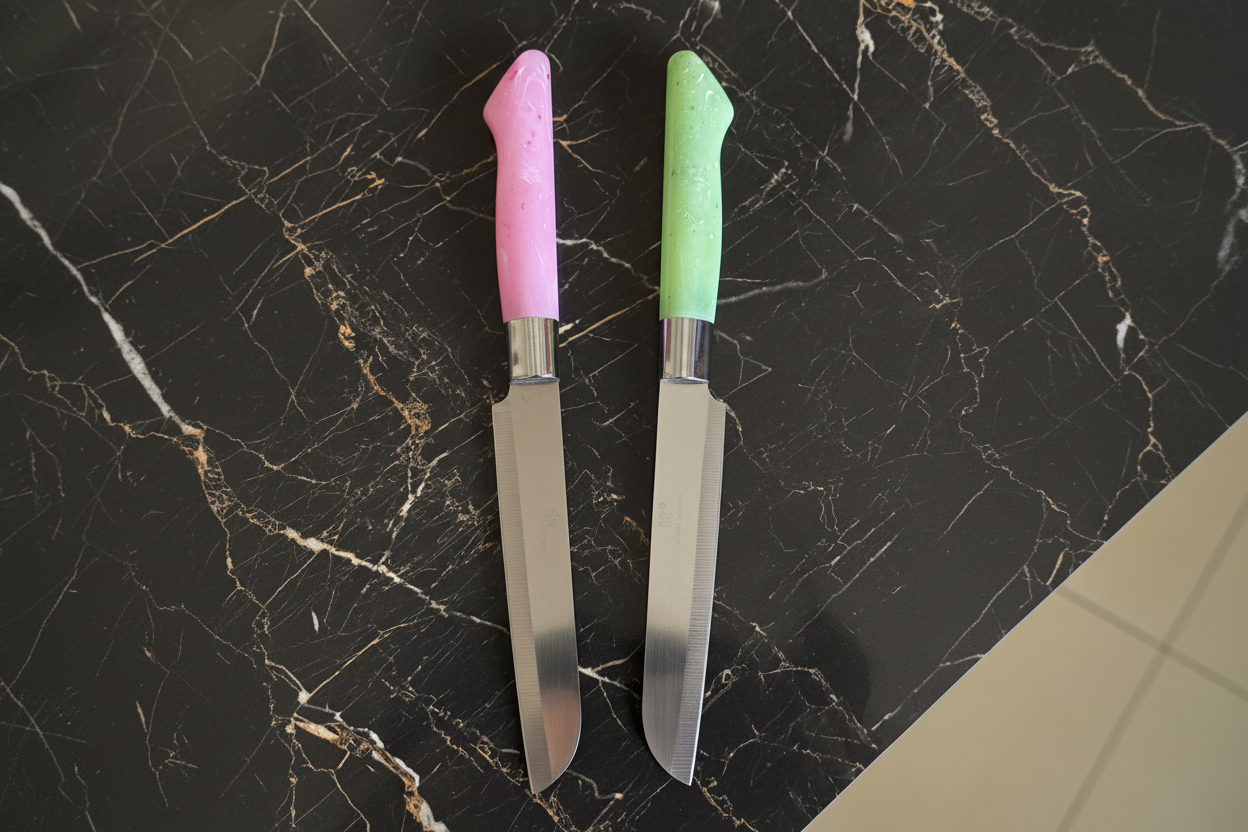 Both Knives on Dark Marble
