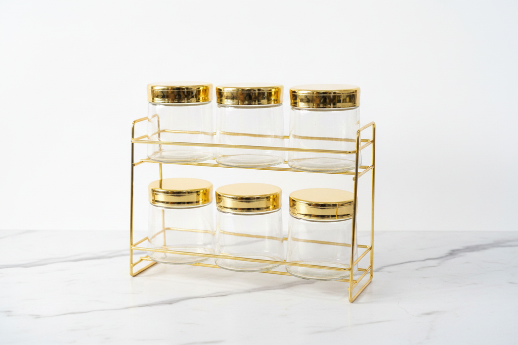 Condiment Jars on Rack