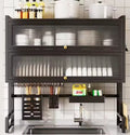 Over the Sink Kitchen Rack Double Tier with Glass Door – Space Saving Dish Storage Shelf