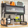 Over the Sink Dish Drying Rack with Cover – Single Layer Kitchen Organizer & Storage Shelf