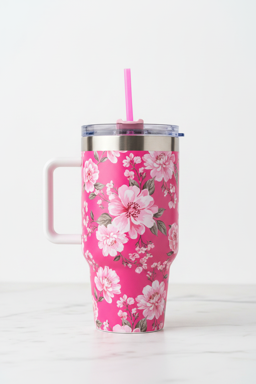 Pink Floral Tumbler