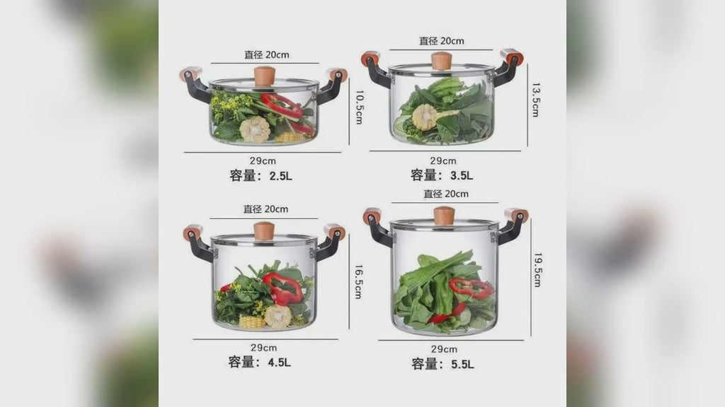 Modern Welldeco Glass Pot with Wooden Handles – Double Handle Large Capacity Stew Pot for Kitchen Cooking