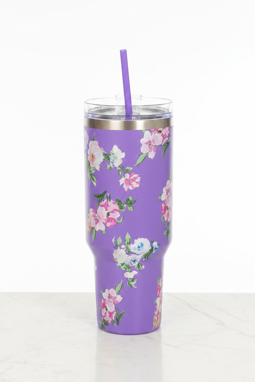 Purple Floral Tumbler