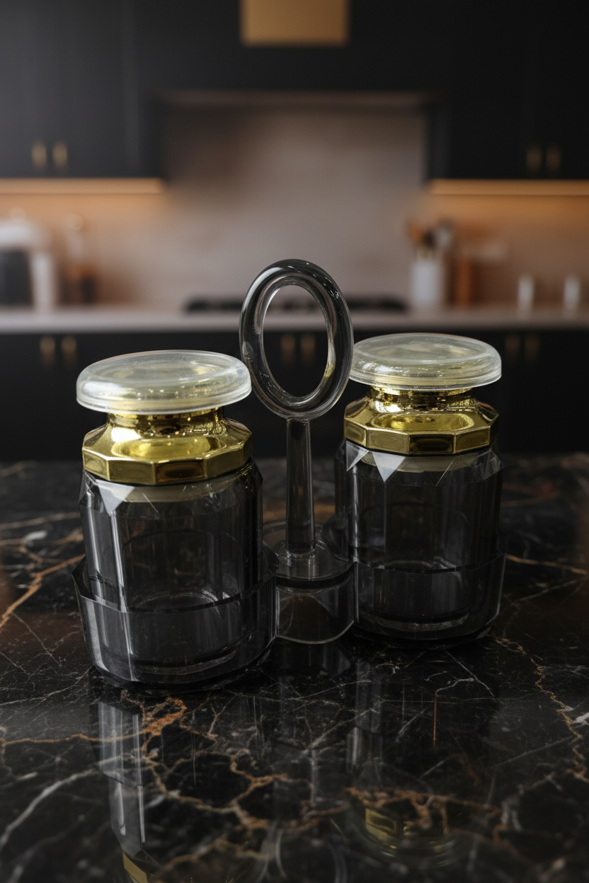 Smoky Glass Jars – Dark Marble