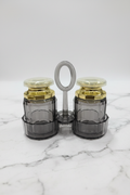 Smoky Glass Jars – White Marble