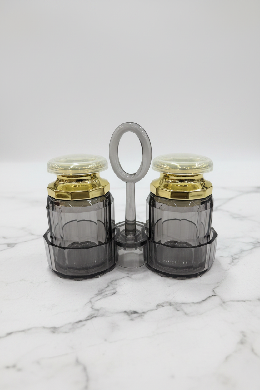 Smoky Glass Jars – White Marble